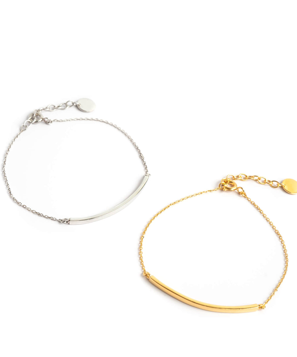 18K Gold Plated Sterling Silver Minimal Skinny Bar Bracelet | TIGO