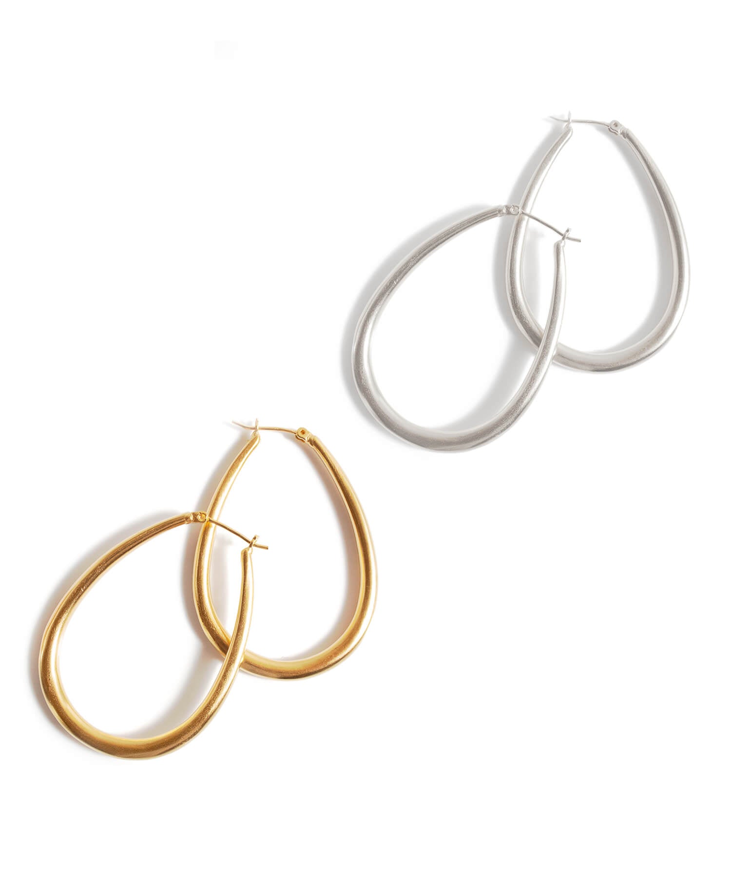 18K Gold Plated Sterling Silver Teardrop Plump Matte Earrings | TILK