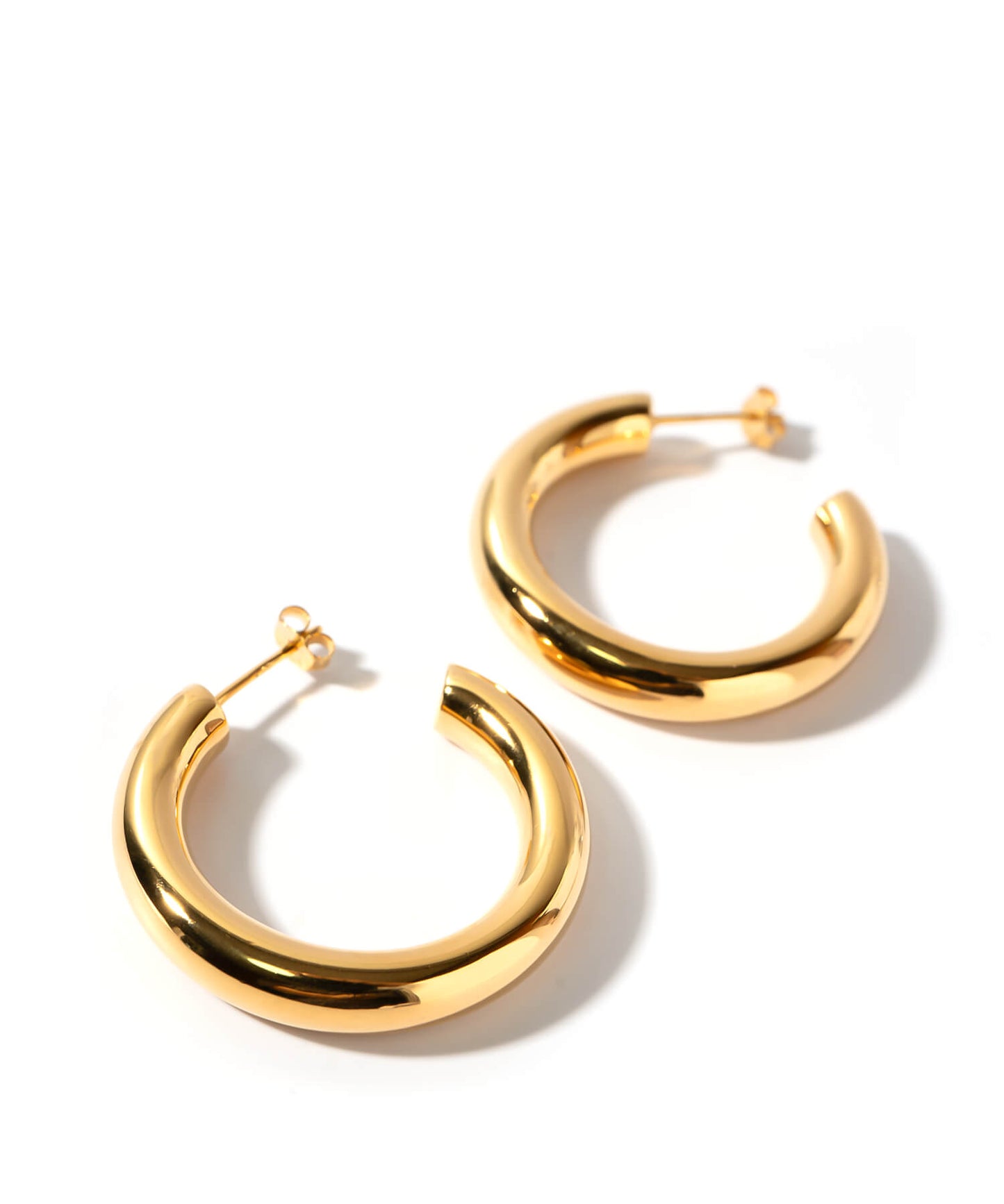 Round Tube Hoop Earrings | GIOOVE-LUNA HOOP PIERCE