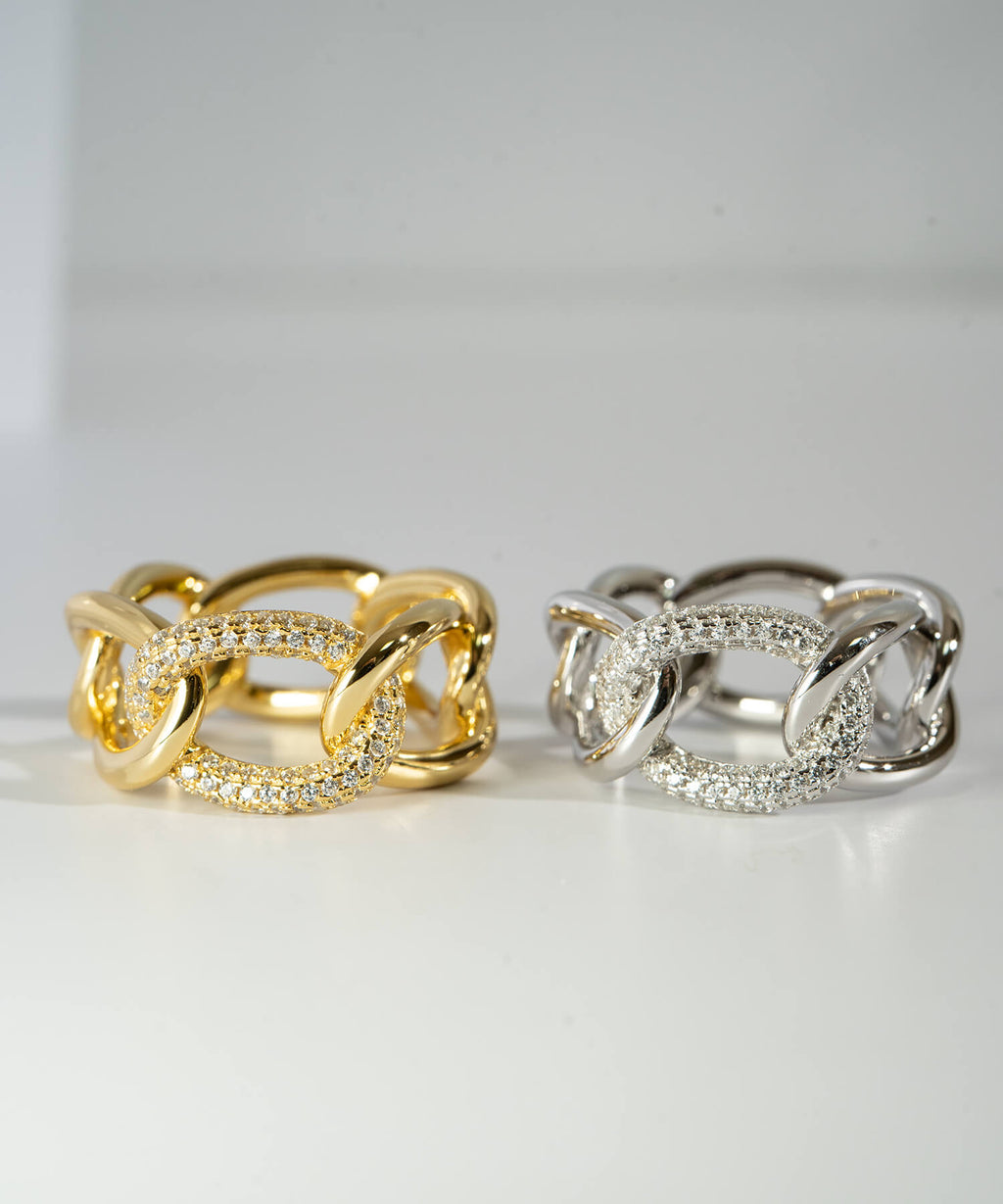 18K Gold Plated Sterling Silver Glint Chain Ring | ARDINA-LINK