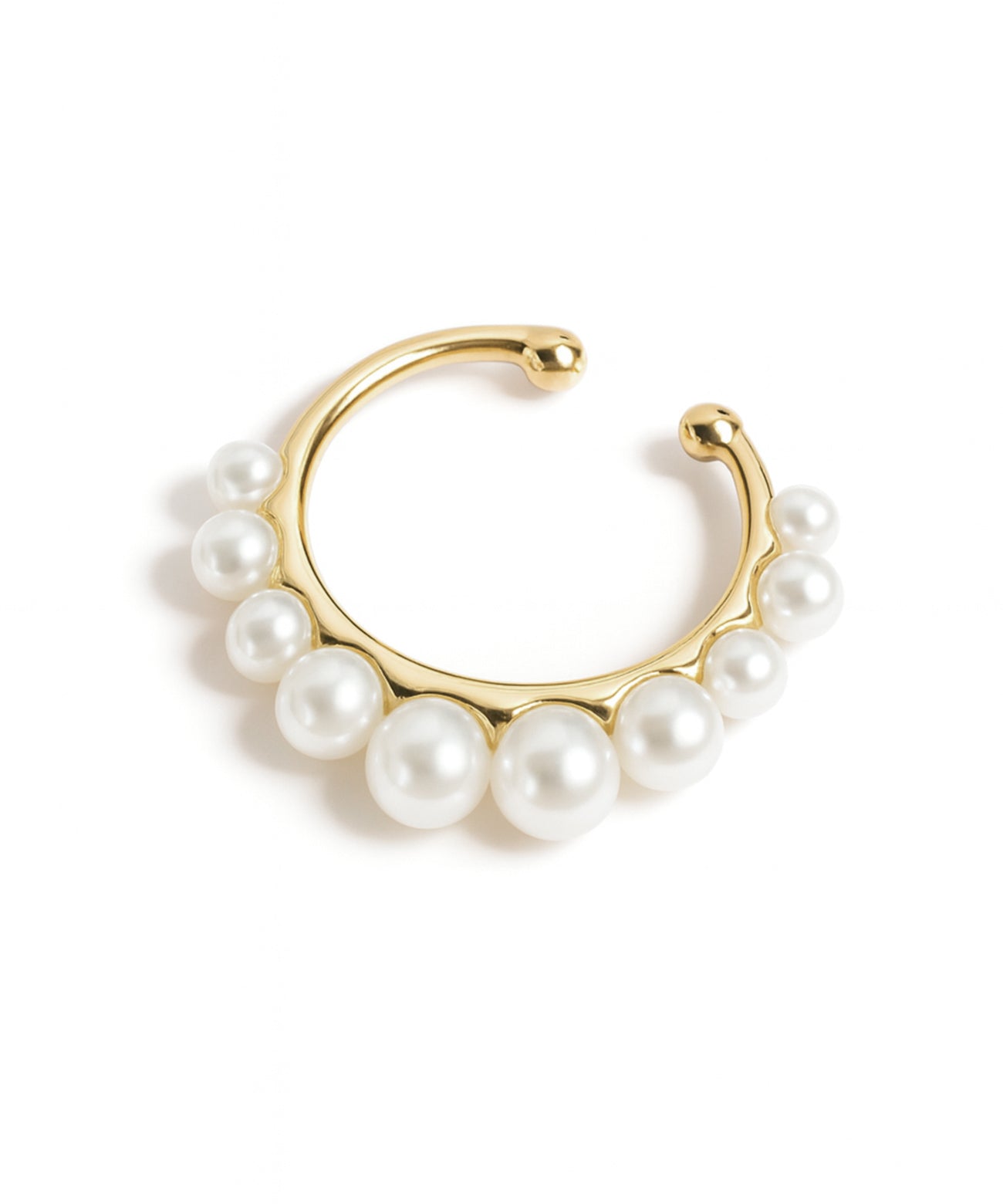 10K Gold Tambourine Pearl Earcuff | PANDERETTA