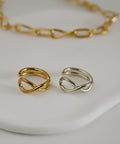 18K Gold Plated Sterling Silver Cross Line Earcuff | XIRA