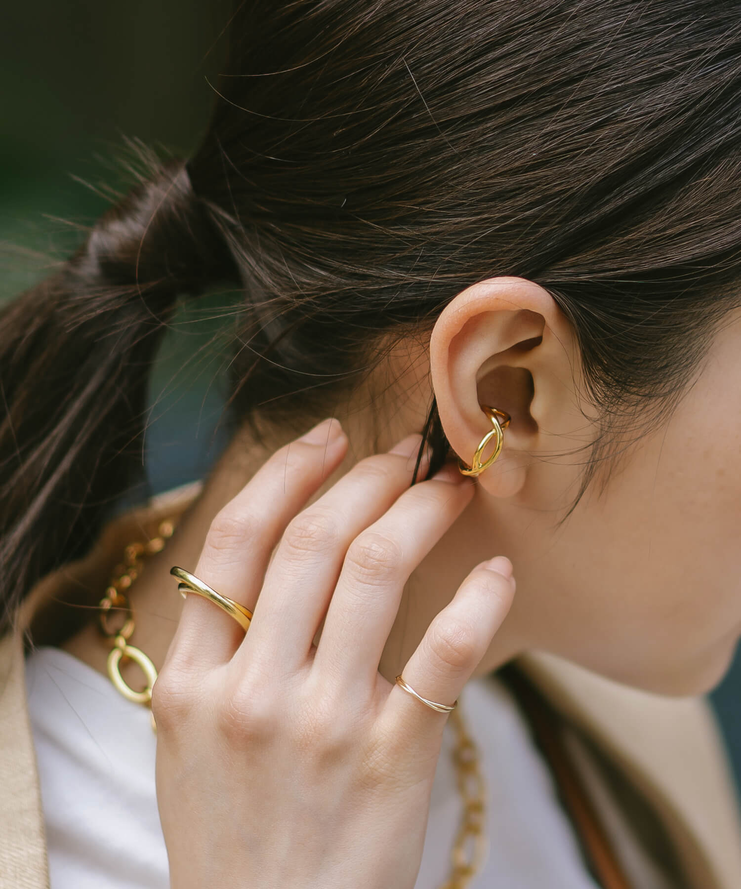 18K Gold Plated Sterling Silver Cross Line Earcuff | XIRA