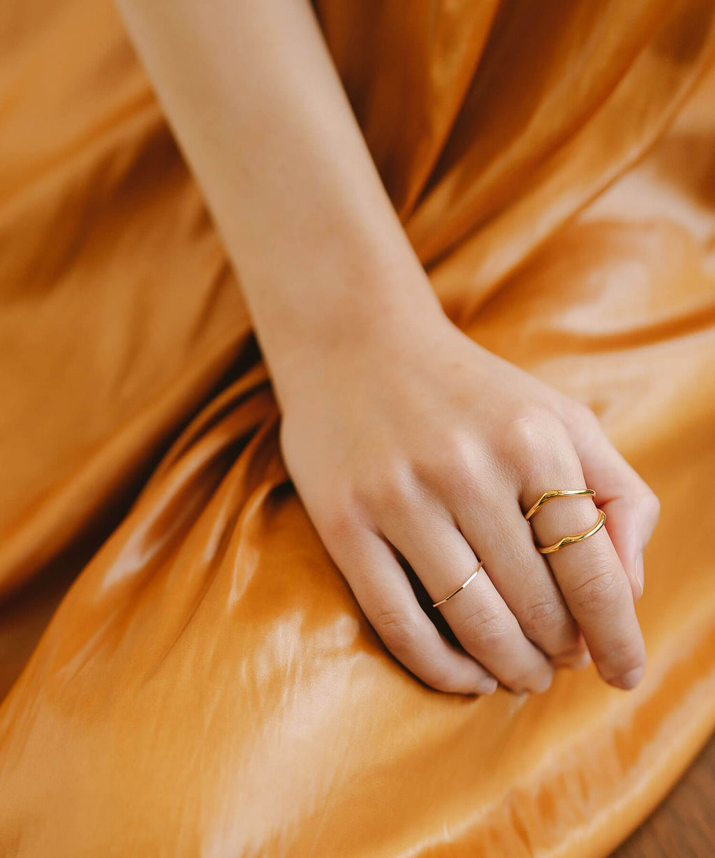 18K Gold Plated Sterling Silver Double Chevron Ring | GAVIOTA0BULKY