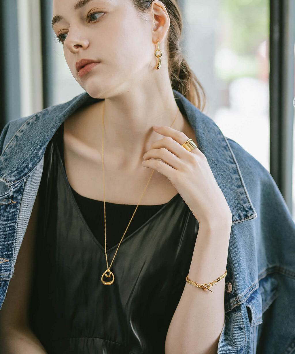 18K Gold Plated Sterling Silver Oval Long Necklace | ORIFAR