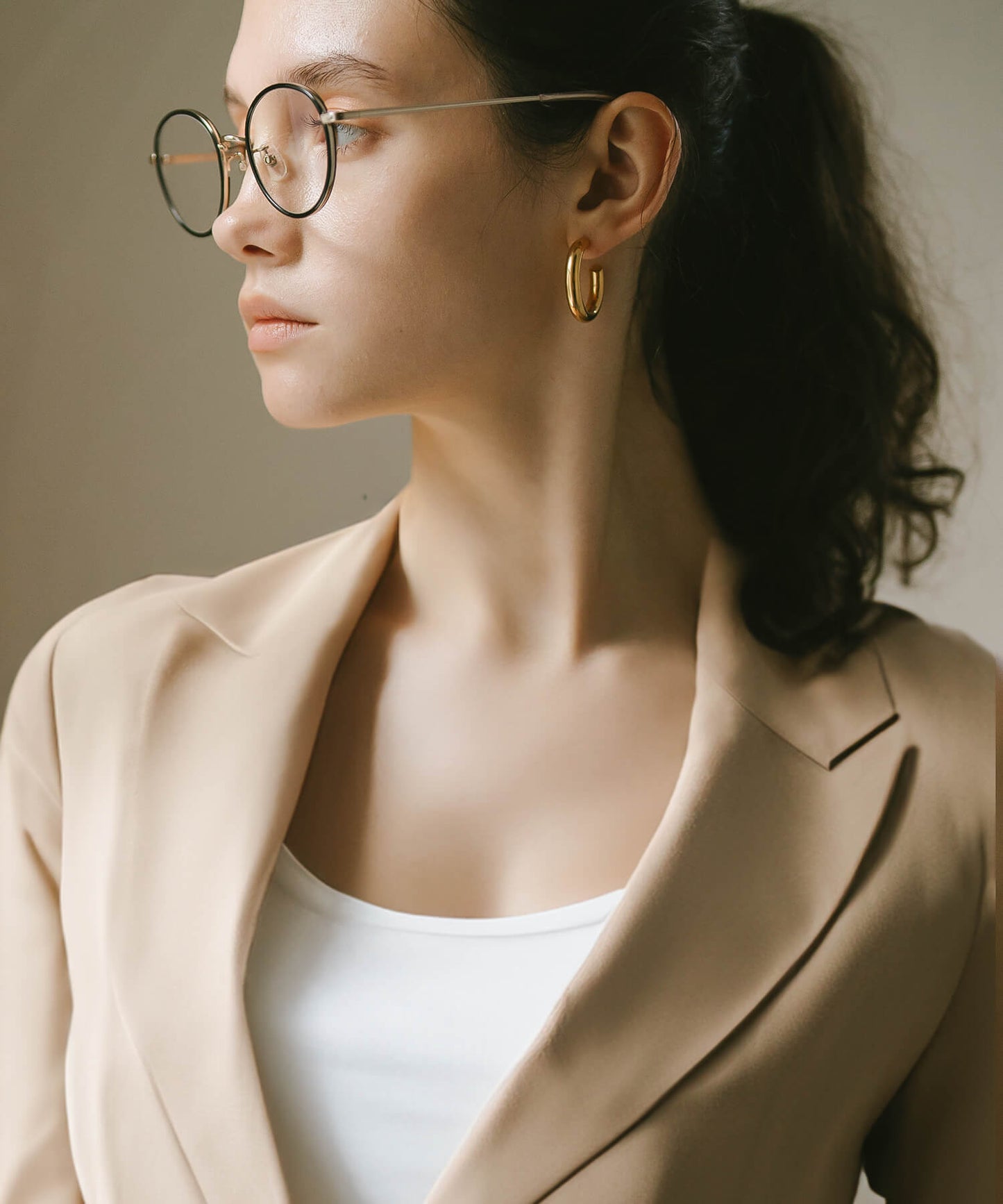 Round Tube Hoop Earrings | GIOOVE-LUNA HOOP PIERCE