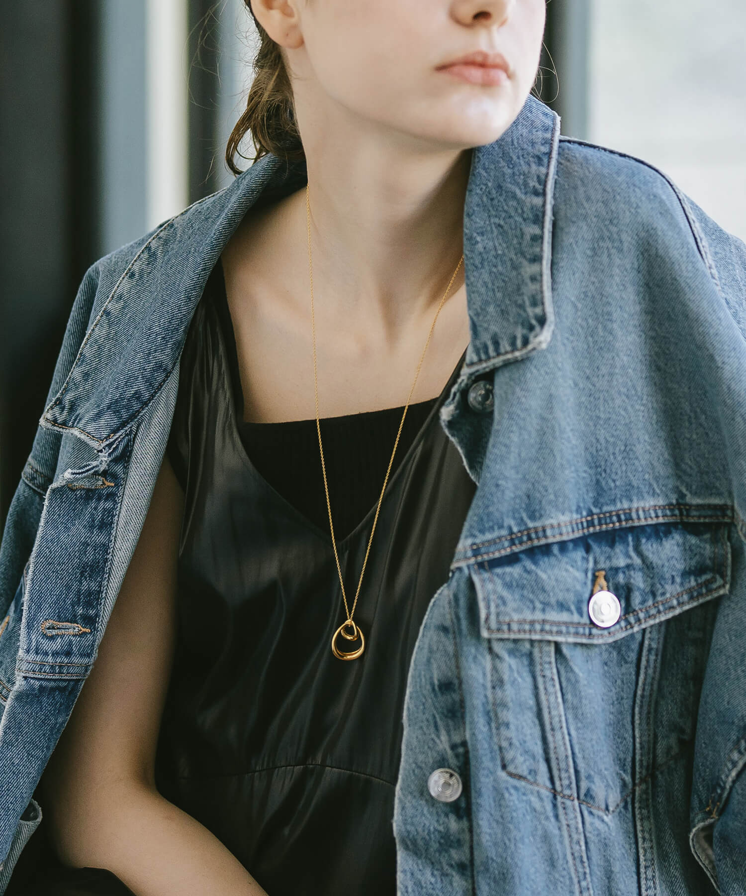 18K Gold Plated Sterling Silver Oval Long Necklace | ORIFAR