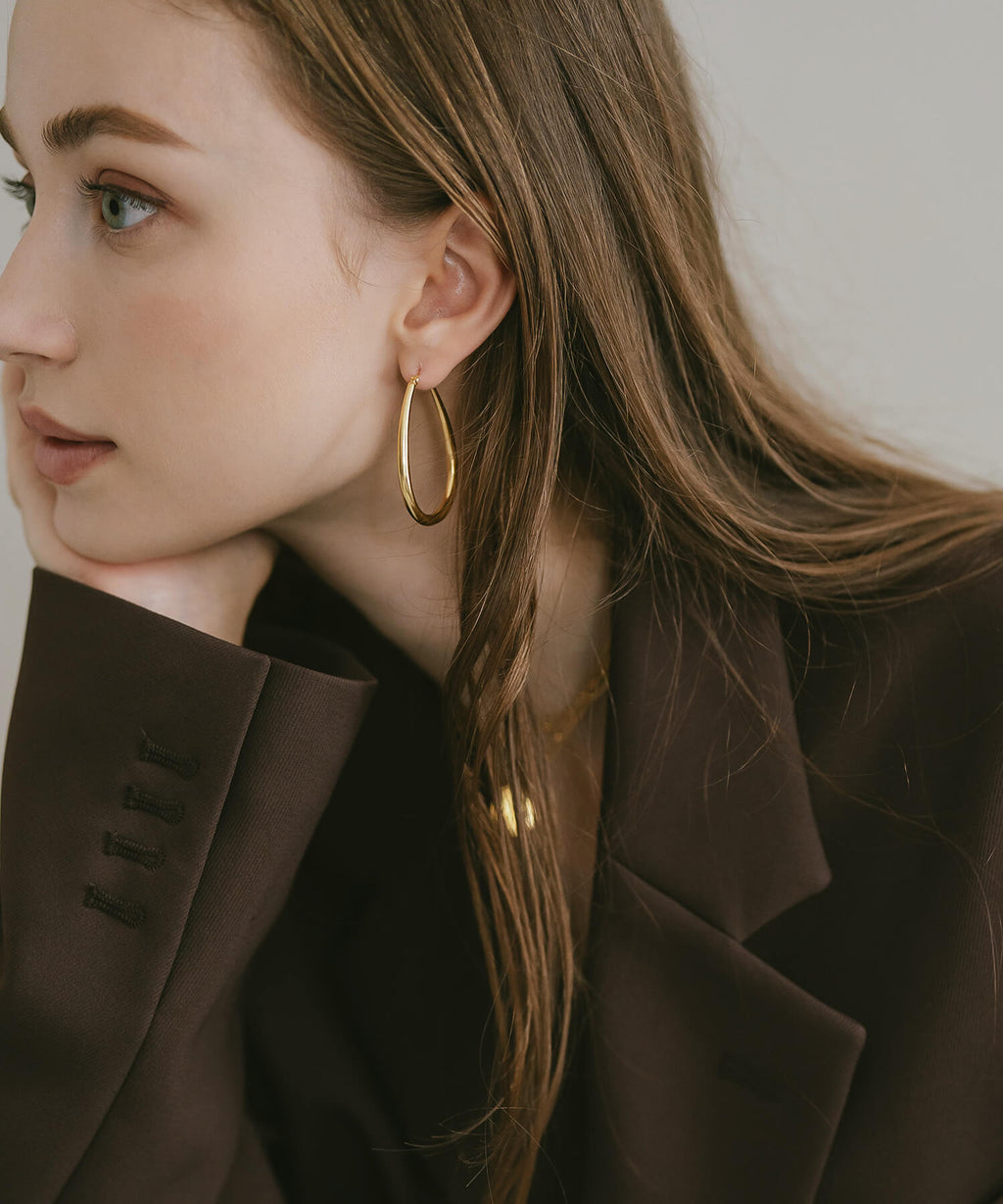 18K Gold Plated Sterling Silver Teardrop Plump Matte Earrings | TILK
