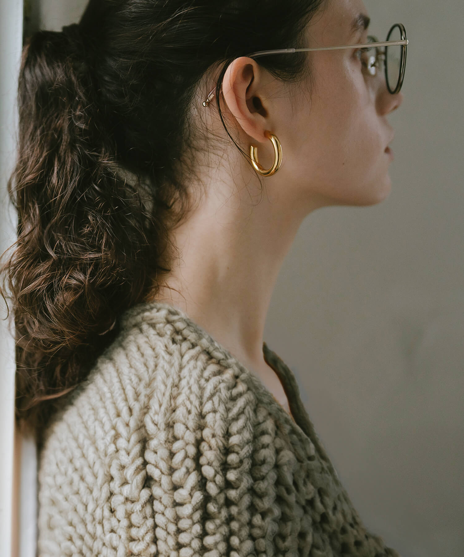 Round Tube Hoop Earrings | GIOOVE-LUNA HOOP