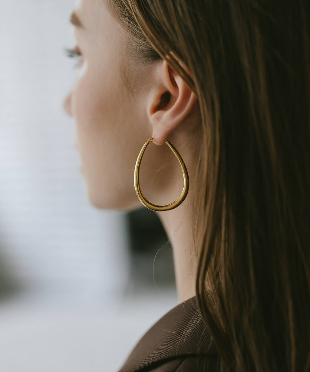 18K Gold Plated Sterling Silver Teardrop Plump Matte Earrings | TILK