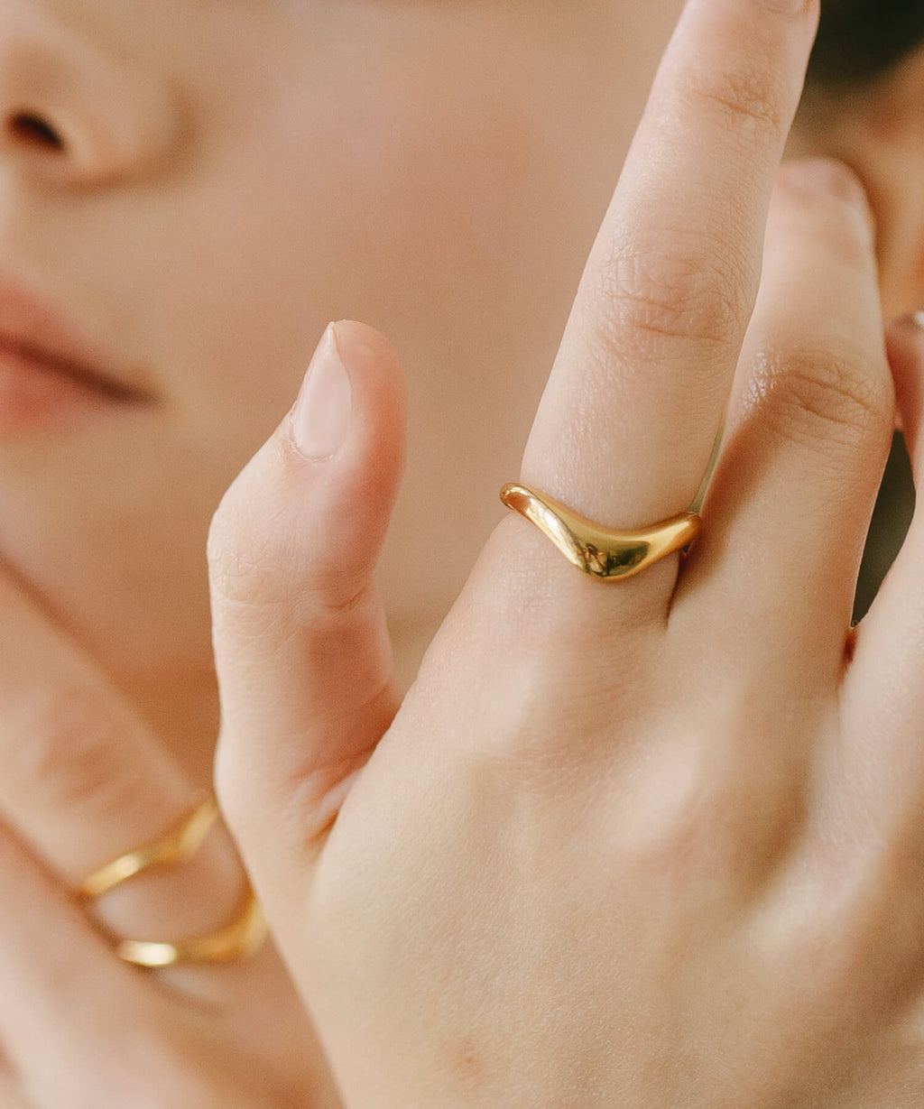 18K Gold Plated Sterling Silver Plump Wedge Ring | NERO SILVER WEDGE
