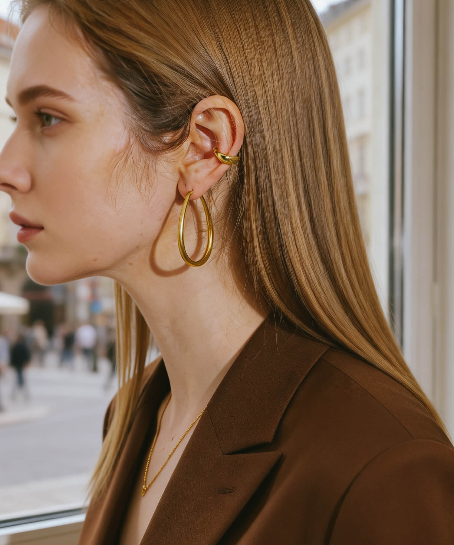 18K Gold Plated Sterling Silver Teardrop Plump Matte Earrings | TILK