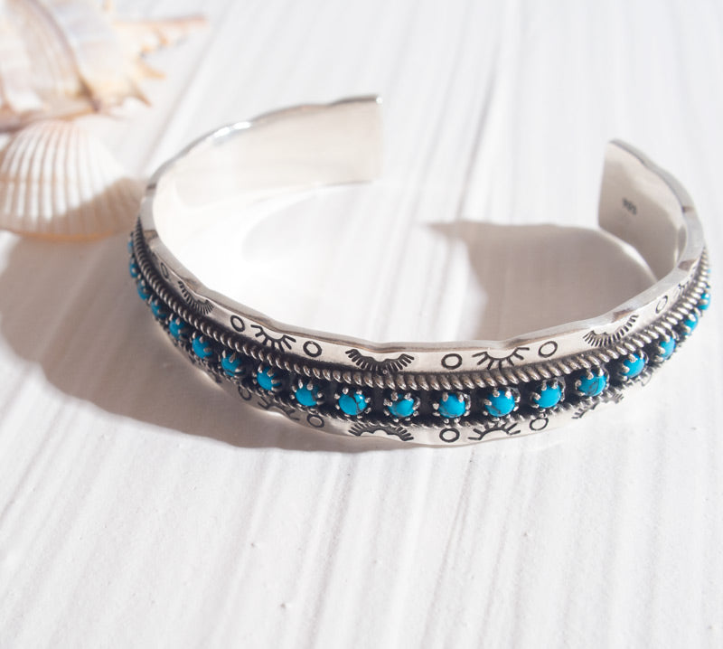 Silver925 Turquoise Open Bangle | POLKOA