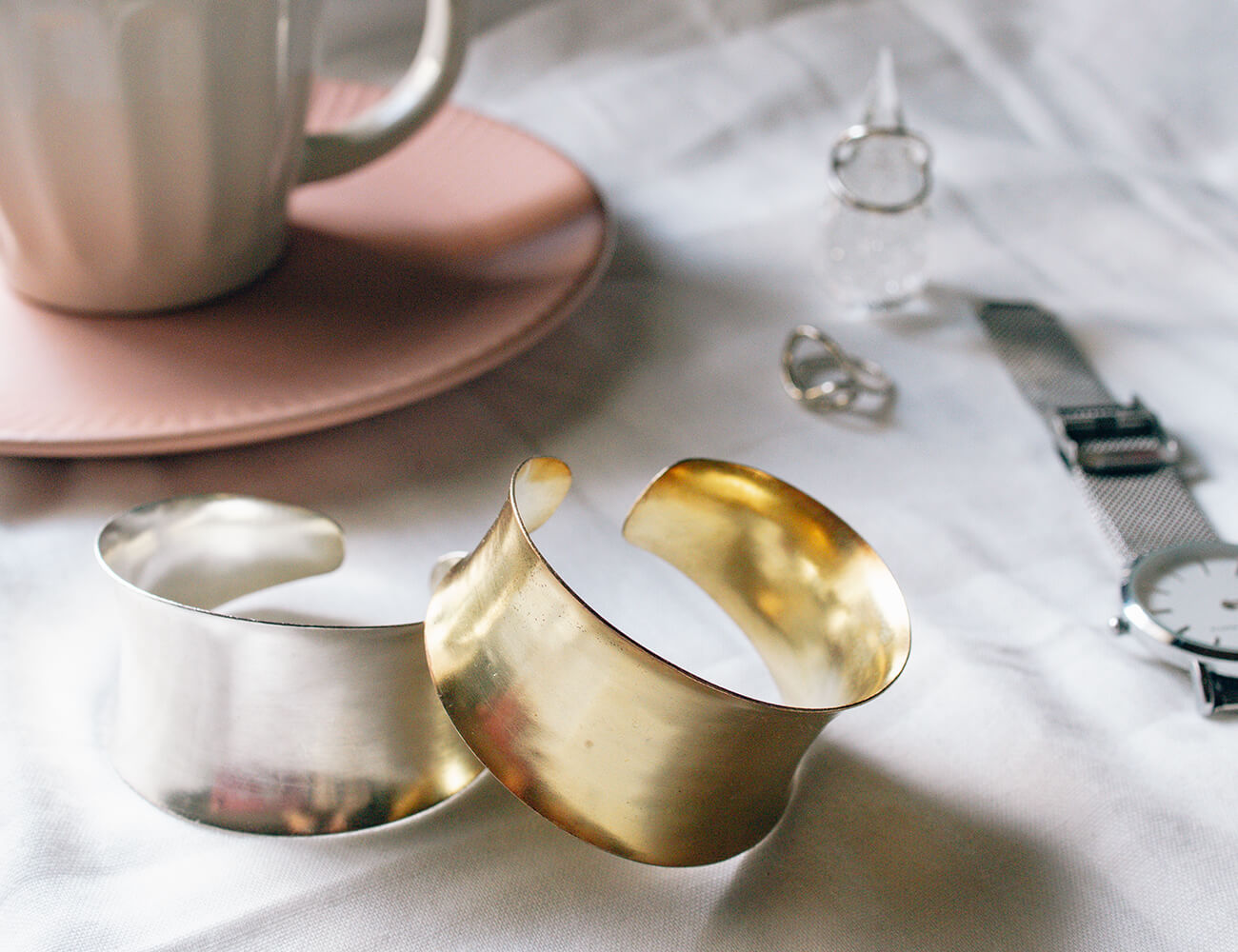 18K Gold Plated Sterling Silver Wide Concave Cuff | FONTE