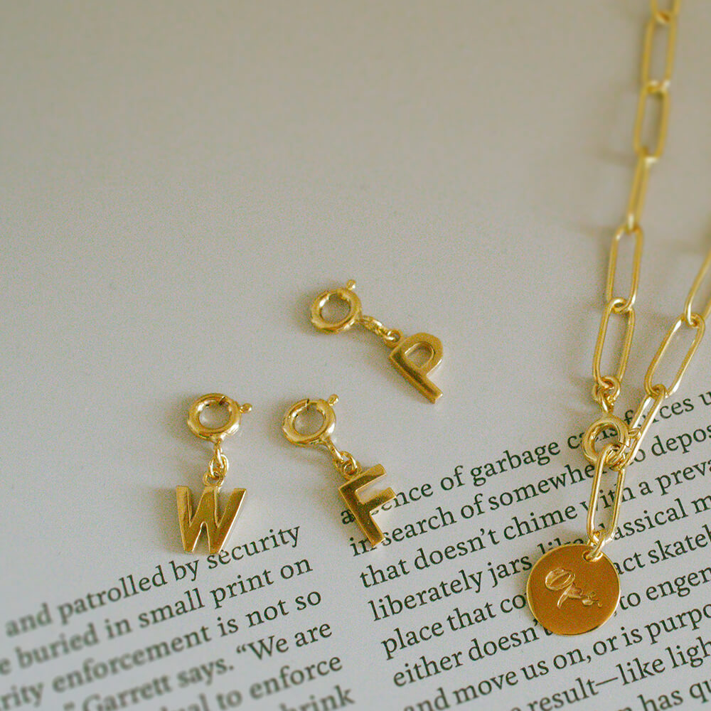 18K Gold Plated Sterling Silver Initial Dangle Charm | LUPINO GOLD