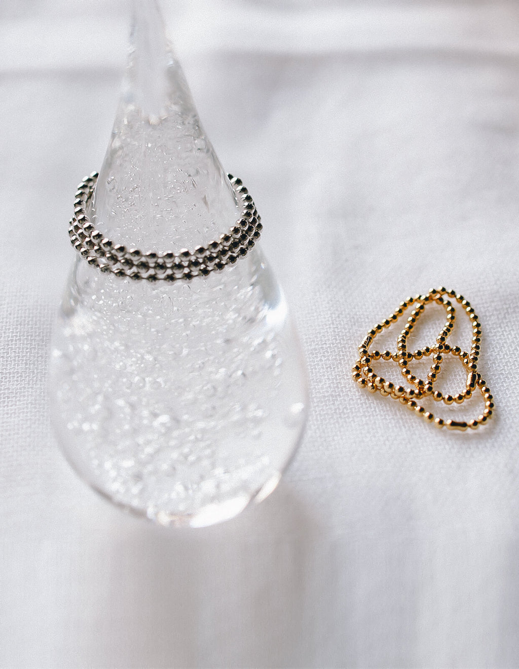 18K Gold Plated Sterling Silver Stacking Ball Chain Ring | LASSO