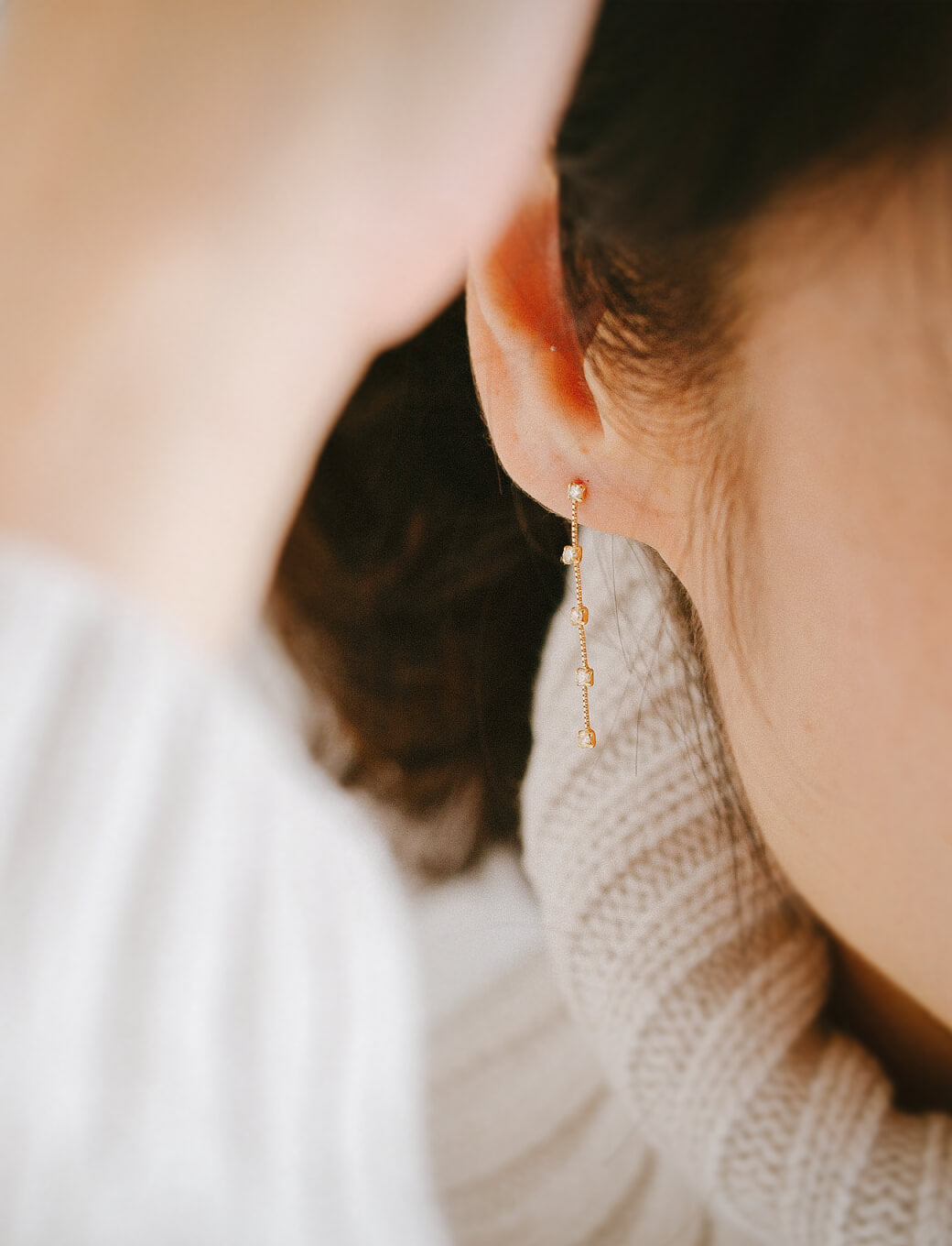 18K Gold 5diamond Swing Stud Earrings | FIDO