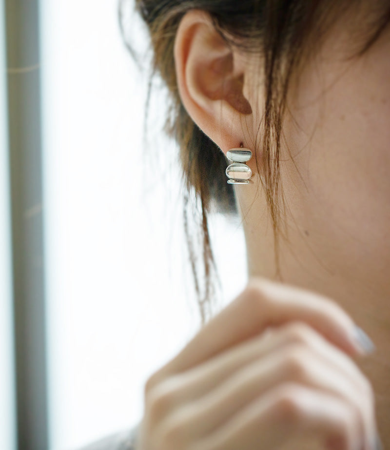 925 Sterling Silver Hammered Beads Earrings | AMALIA