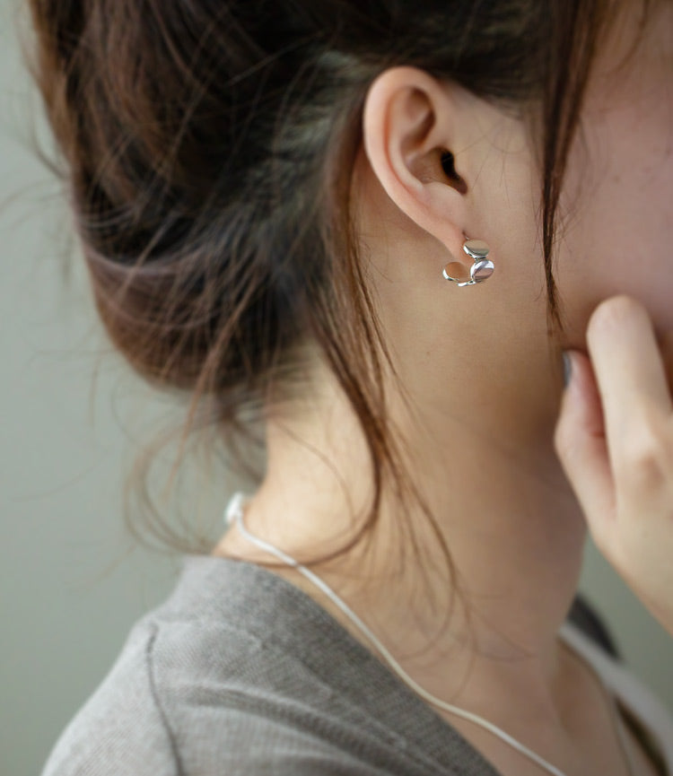 925 Sterling Silver Hammered Beads Earrings | AMALIA