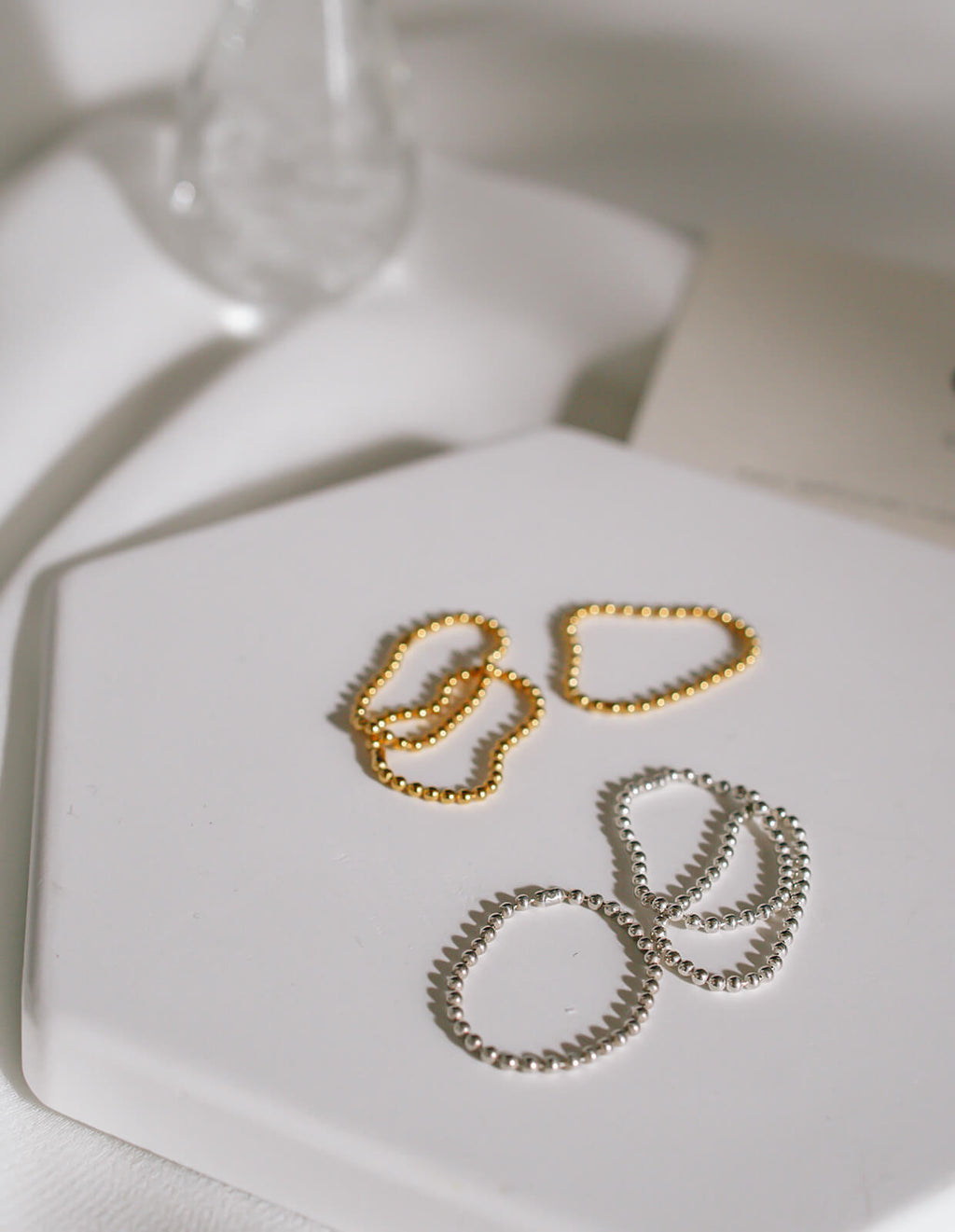 18K Gold Plated Sterling Silver Stacking Ball Chain Ring | LASSO