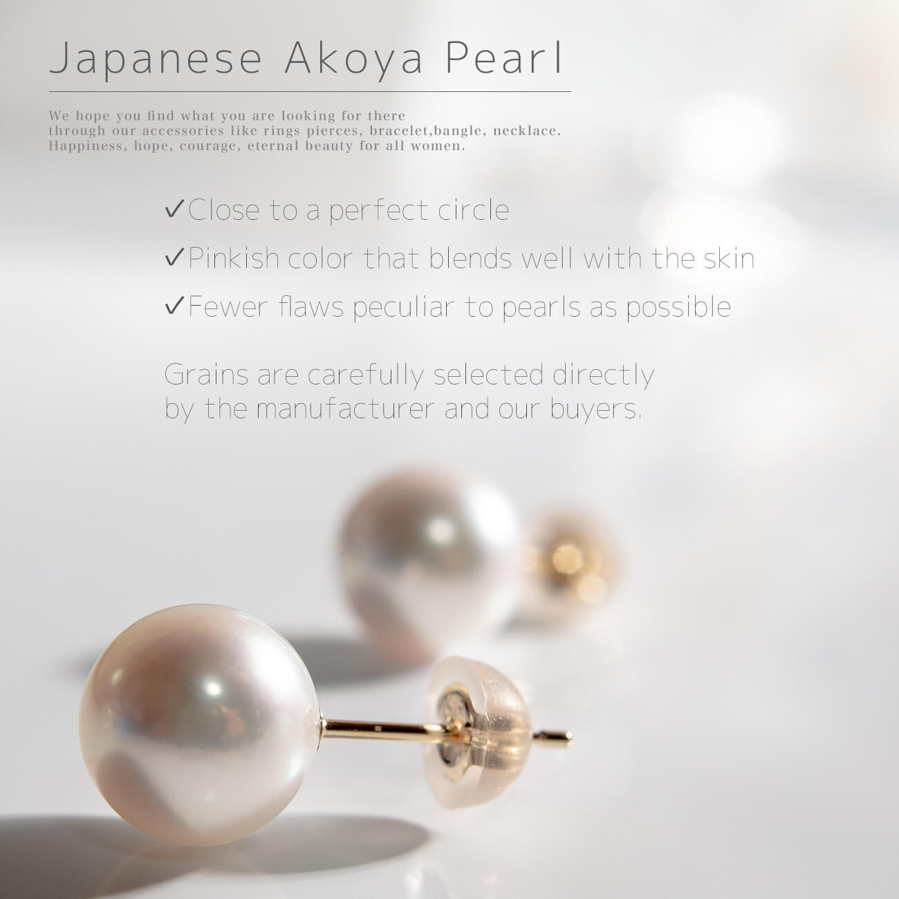 18K Post 8.5mm-9mm High Quality Akoya Pearl Stud Earrings | DEORA