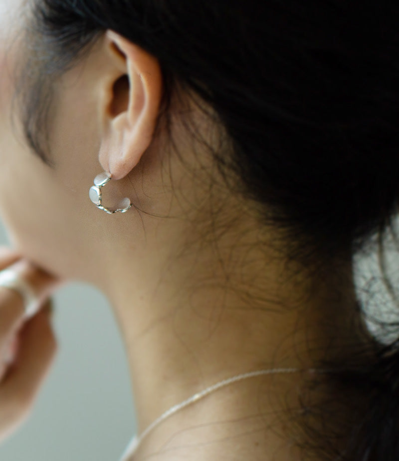 925 Sterling Silver Hammered Beads Earrings | AMALIA