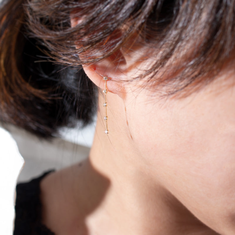 18K Gold 5diamond Swing Stud Earrings | FIDO