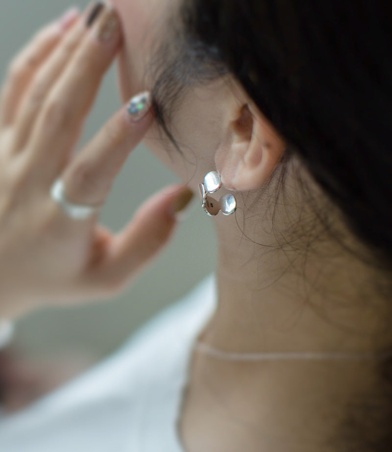 925 Sterling Silver Hammered Beads Earrings | AMALIA