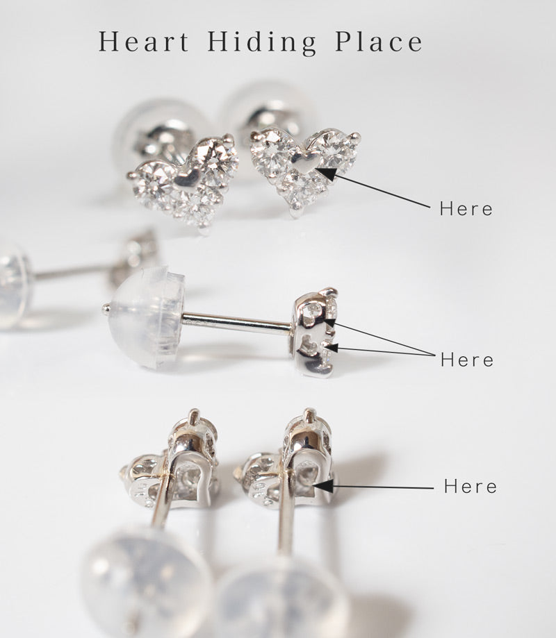 Pt900 0.2ct Heart Stud Earrings | MAJERTA