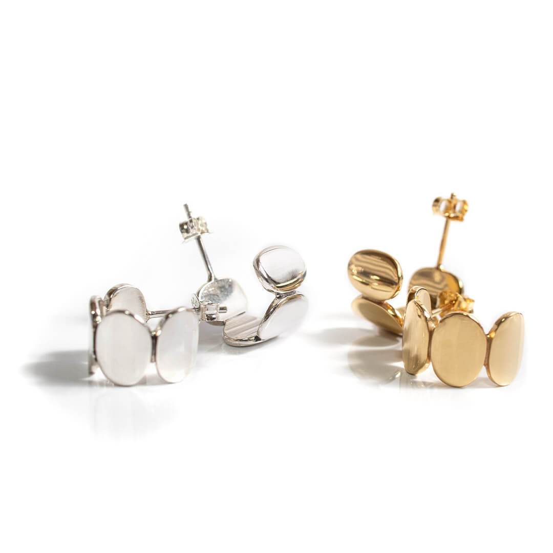 925 Sterling Silver Hammered Beads Earrings | AMALIA