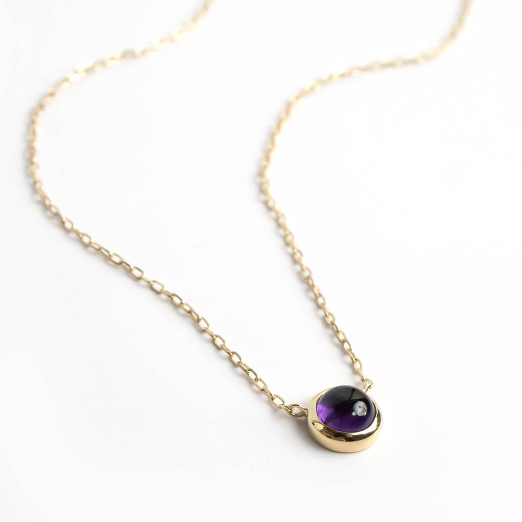 10K Gold 7color Gemstone Cabochon Necklace | LUPAUS