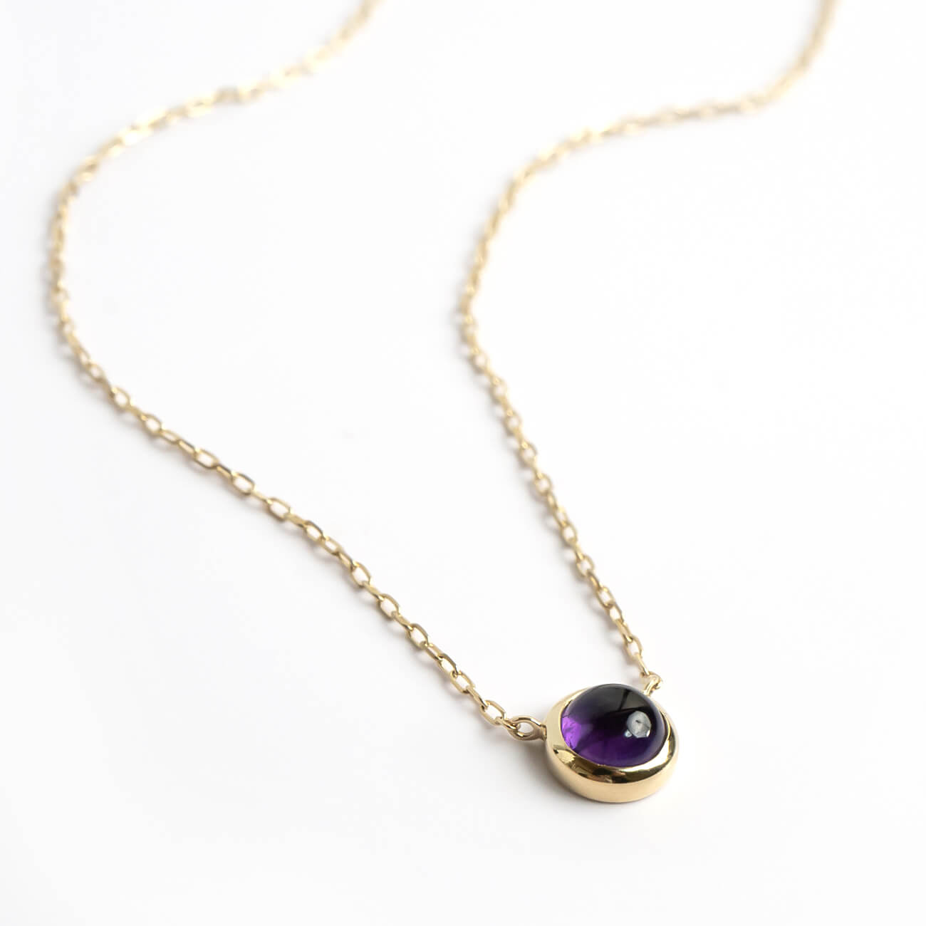 10K Gold 7color Gemstone Cabochon Necklace | LUPAUS