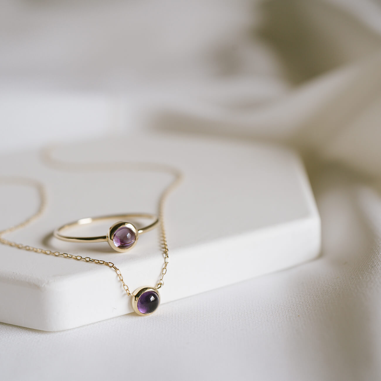 10K Gold 7color Gemstone Cabochon Ring | LUPAUS