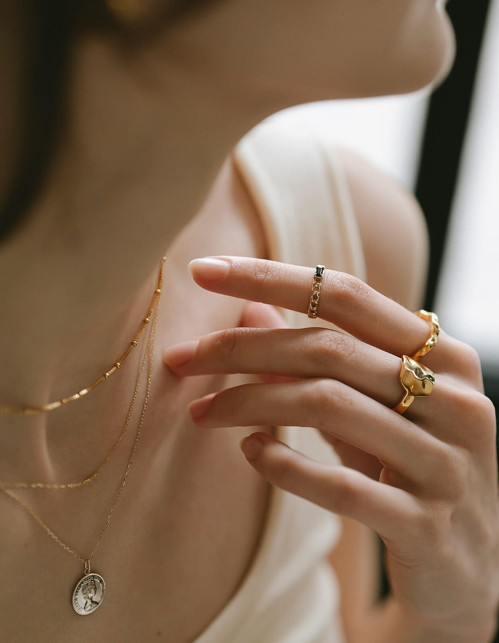 Baguette Cut Chain Earcuff ＆ Ring | TRESOR-MONO