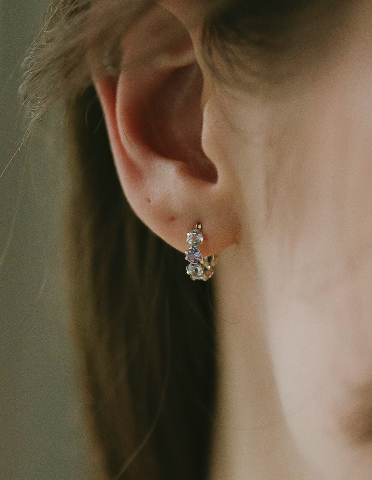 10K Gold Multicolor Gemstone Huggie Hoop Earrings | MAROLOKKO