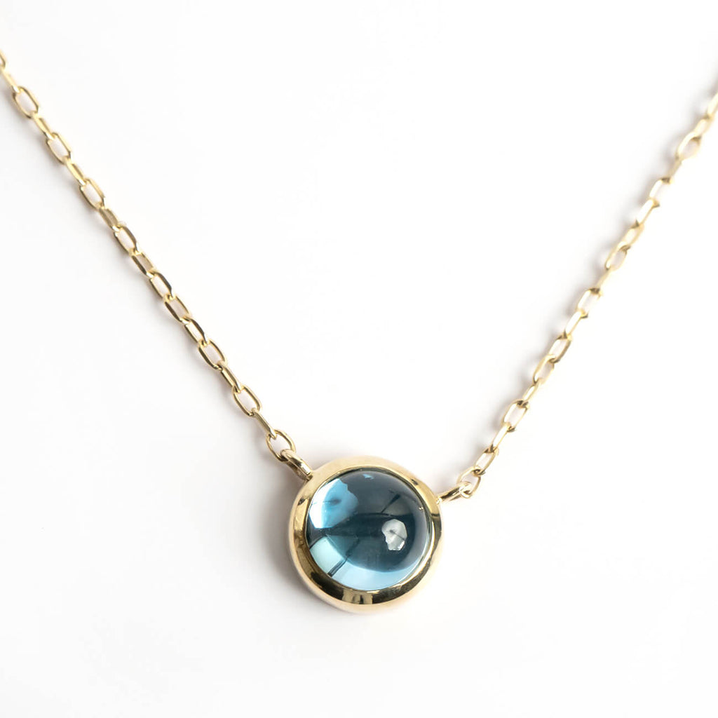 10K Gold 7color Gemstone Cabochon Necklace | LUPAUS
