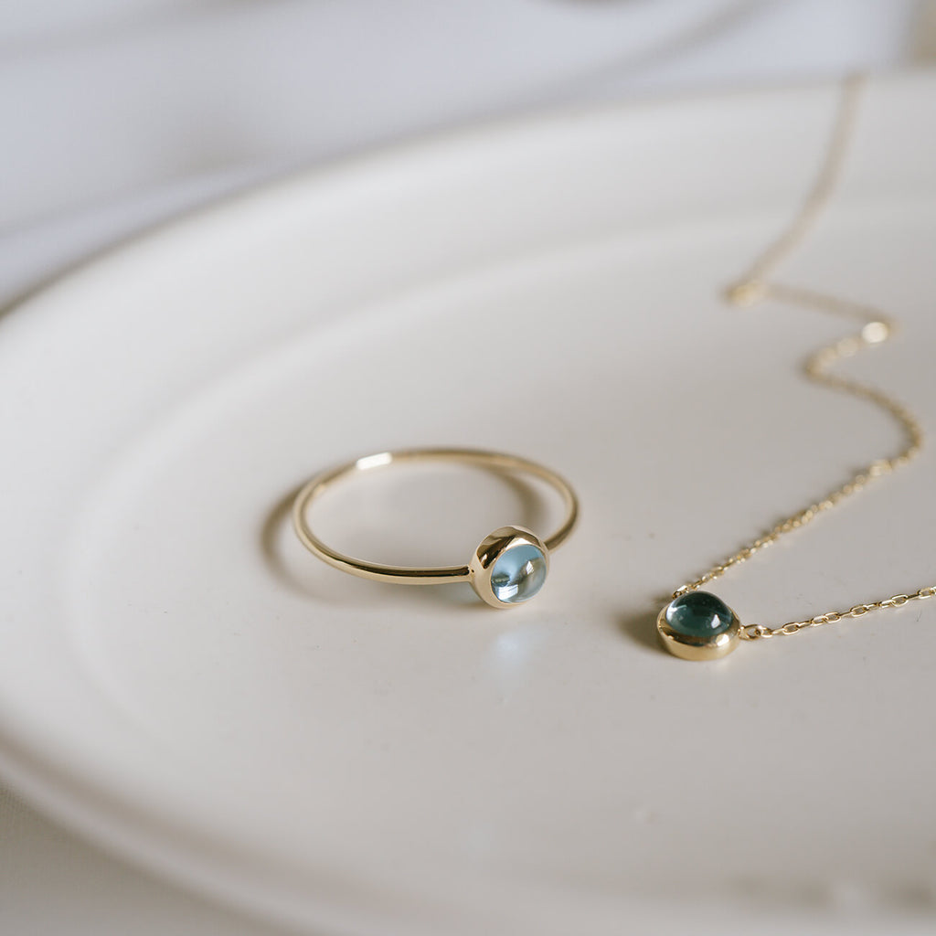 10K Gold 7color Gemstone Cabochon Ring | LUPAUS