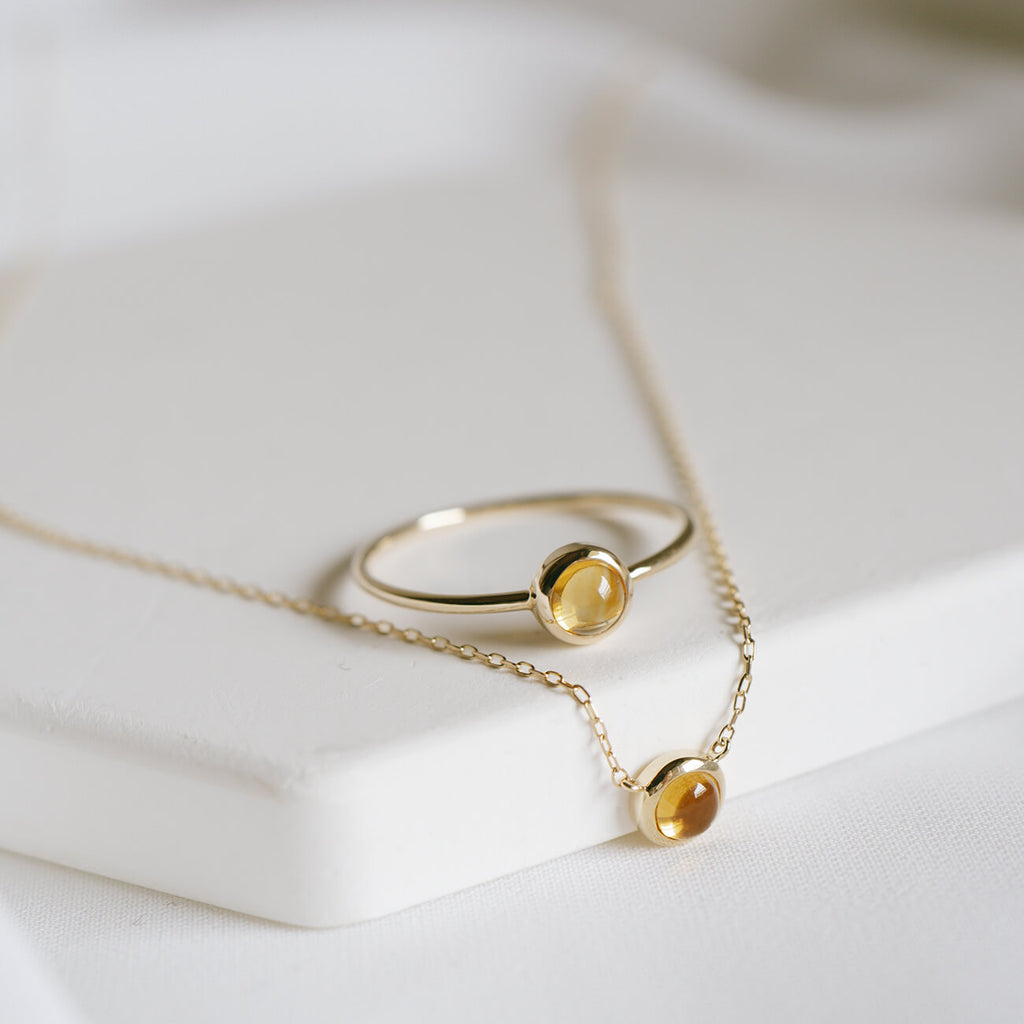 10K Gold 7color Gemstone Cabochon Ring | LUPAUS