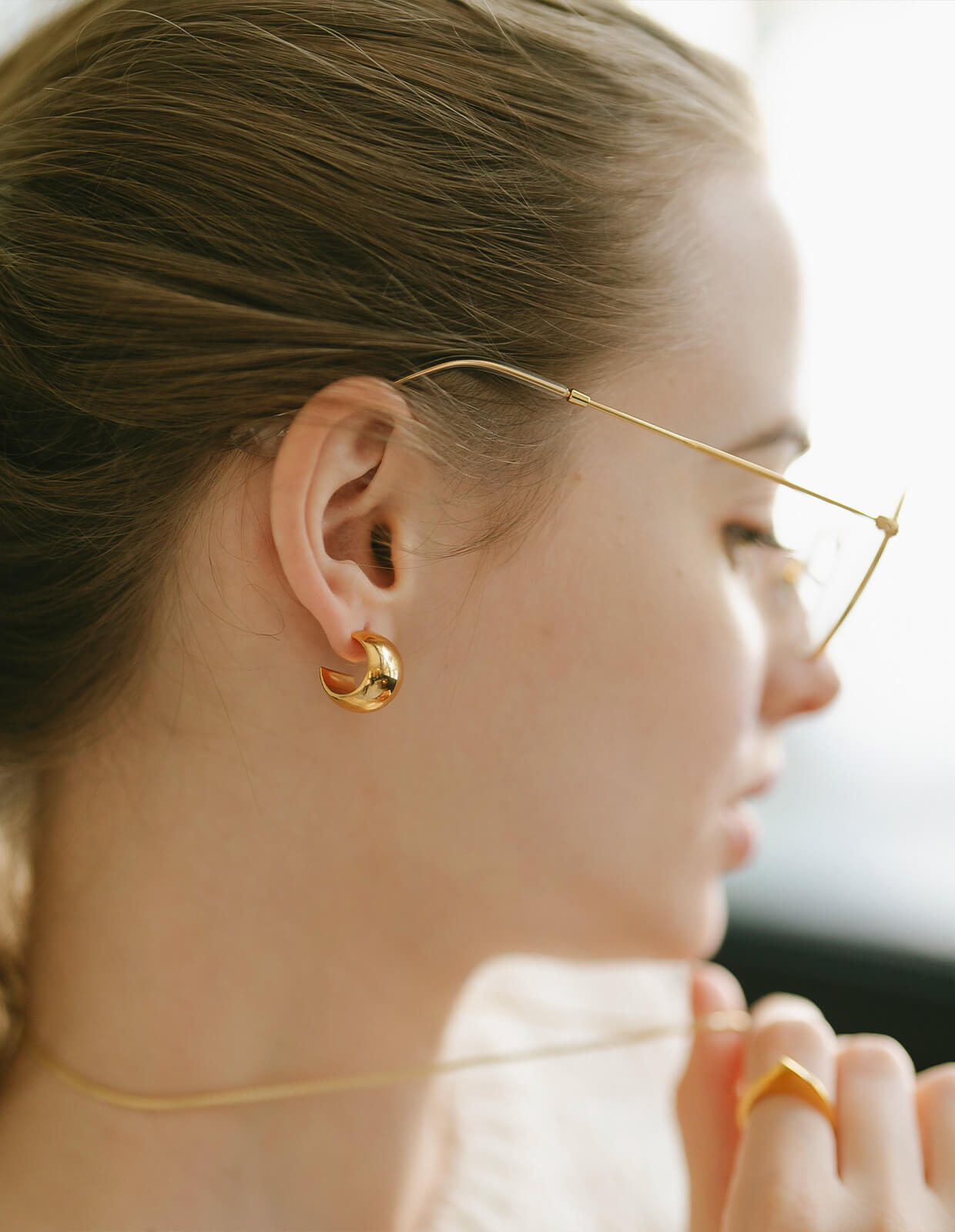 18K Gold Plated Sterling Silver Lustrou Hoop Pierce | CAPPIO