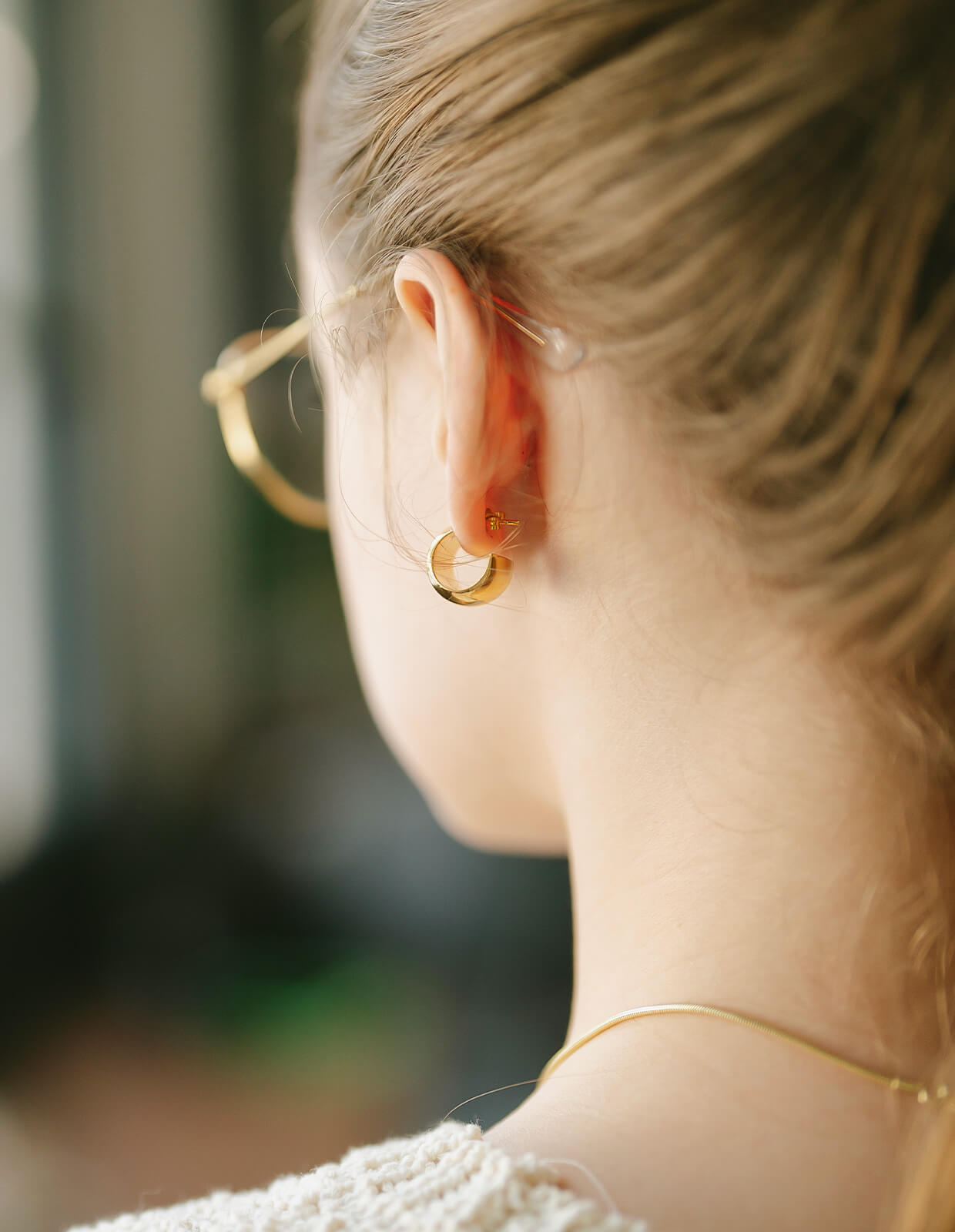 18K Gold Plated Sterling Silver Lustrou Hoop Pierce | CAPPIO