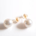 18K Gold Post 8.5mm-9mm High Quality Akoya Pearl Stud Earrings | DEORA