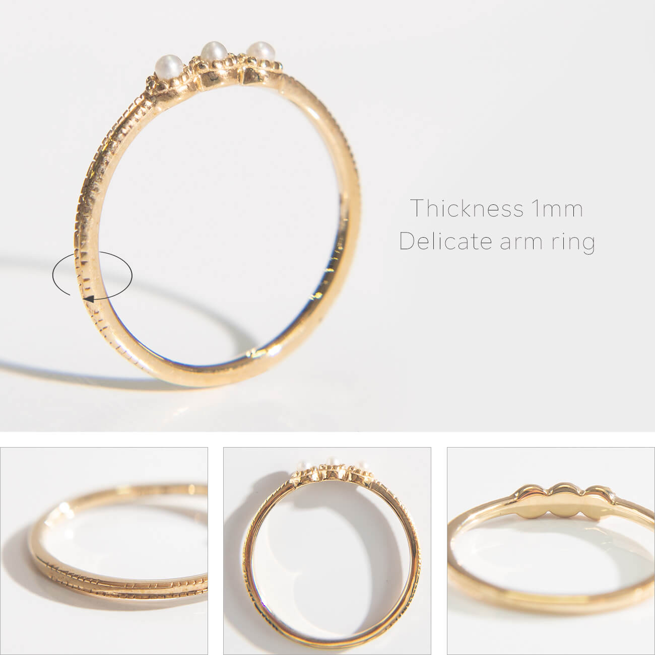 K10 Baby Pearl Gold Ring | ORIDA