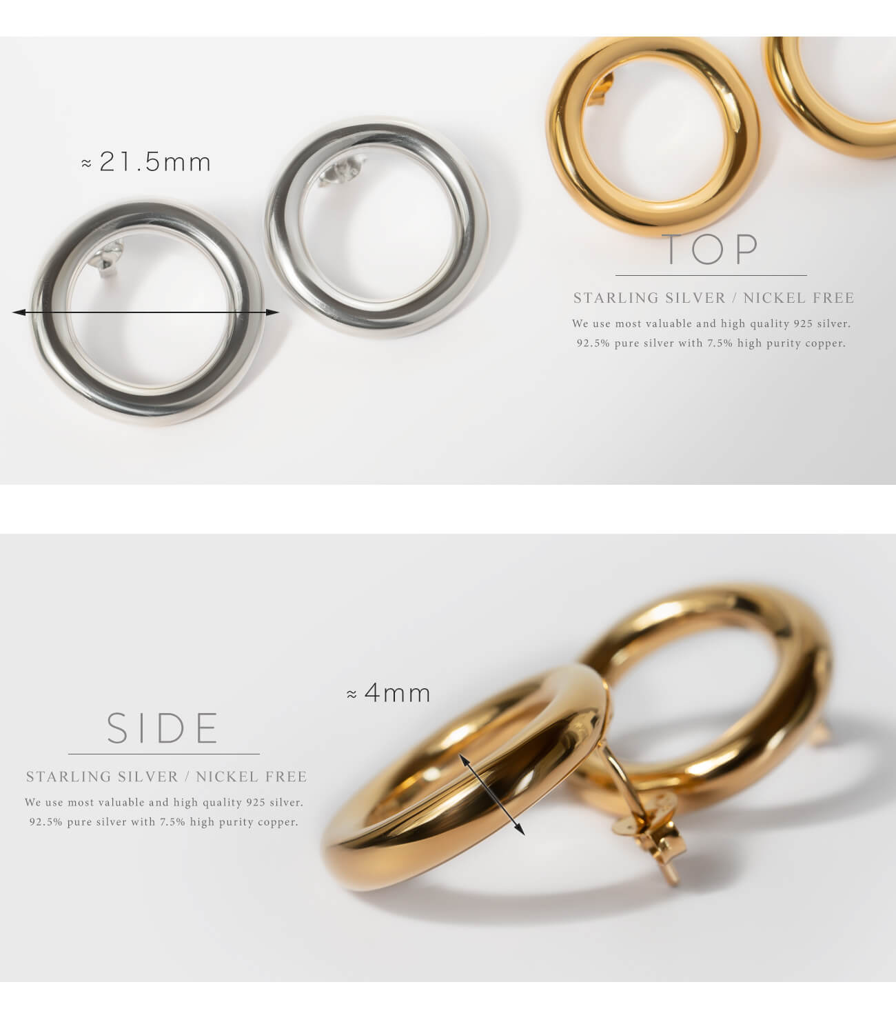 18K Gold Plated Sterling Silver Puffy Hoop Pierce | AUREOLA