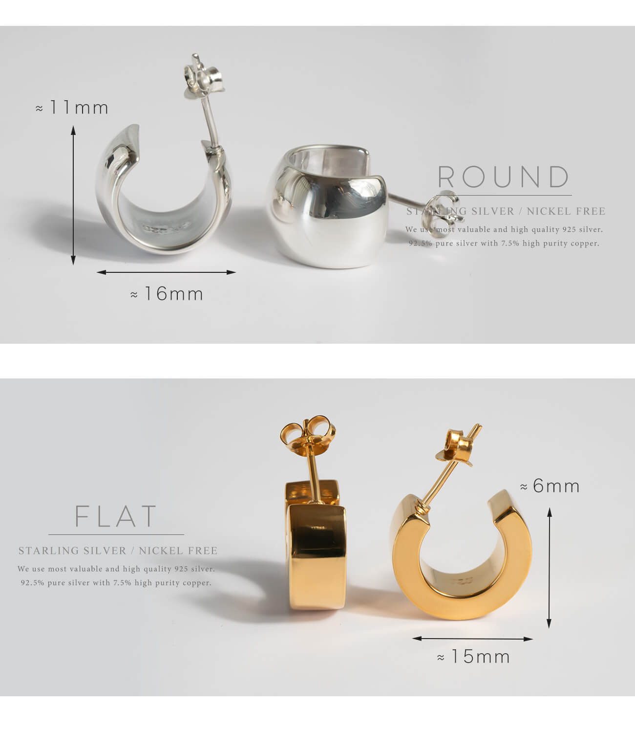 18K Gold Plated Sterling Silver Lustrou Hoop Pierce | CAPPIO