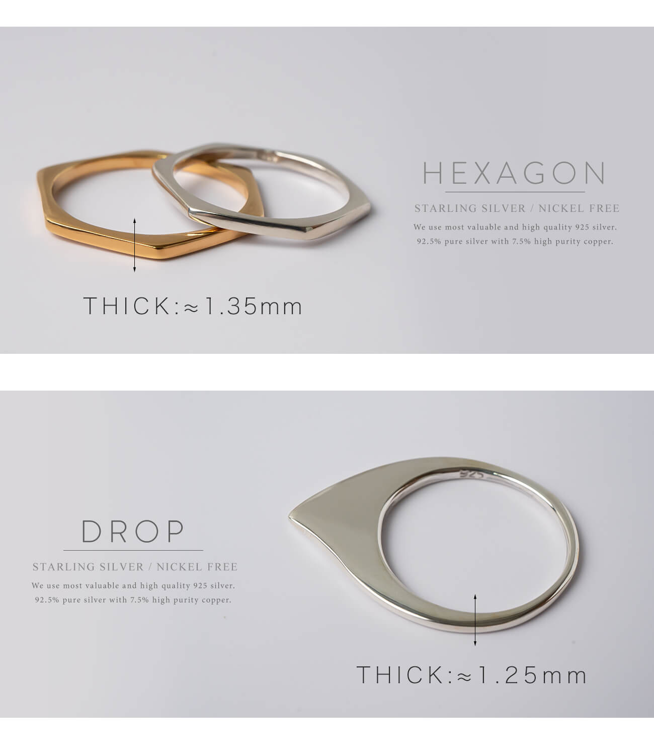 18K Gold Plated Sterling Silver Skiny Stacking Ring | LEIKKISA