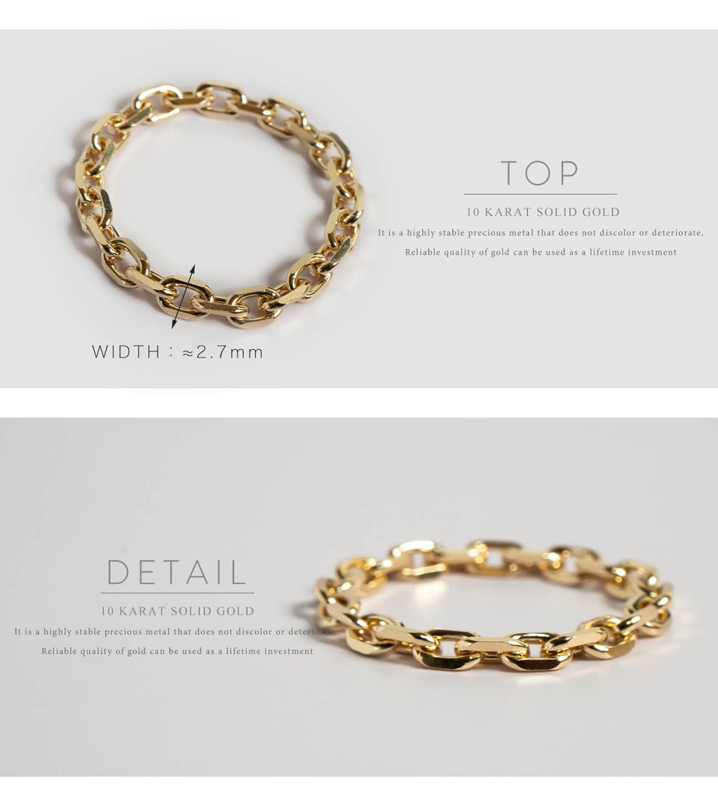 10K Gold Stacking Chain Ring | SILSILA