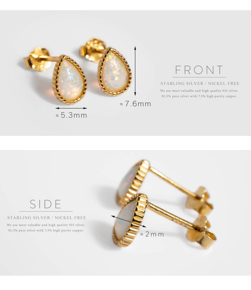 18K Gold Plated Sterling Silver Drop Synthetic Opal Earrings | SOPOROS-DROP