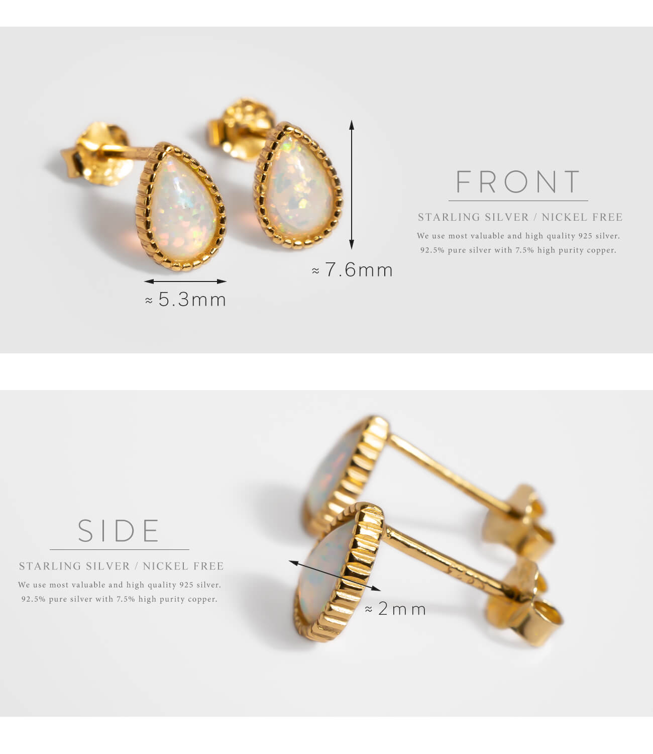 18K Gold Plated Sterling Silver Drop Synthetic Opal Earrings | SOPOROS-DROP