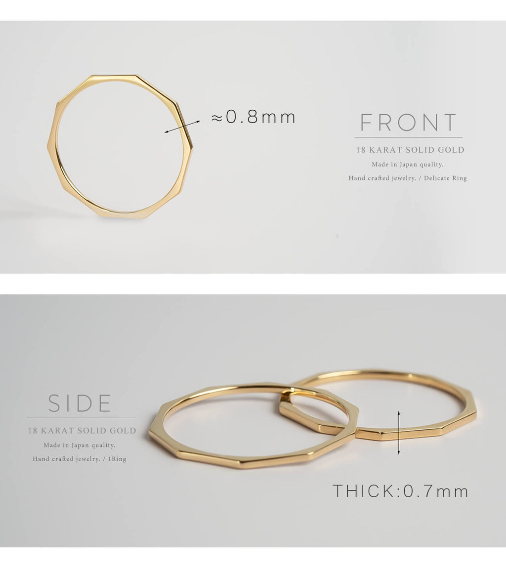 18K Gold Decagon Delicate Gold Ring | TOCACK