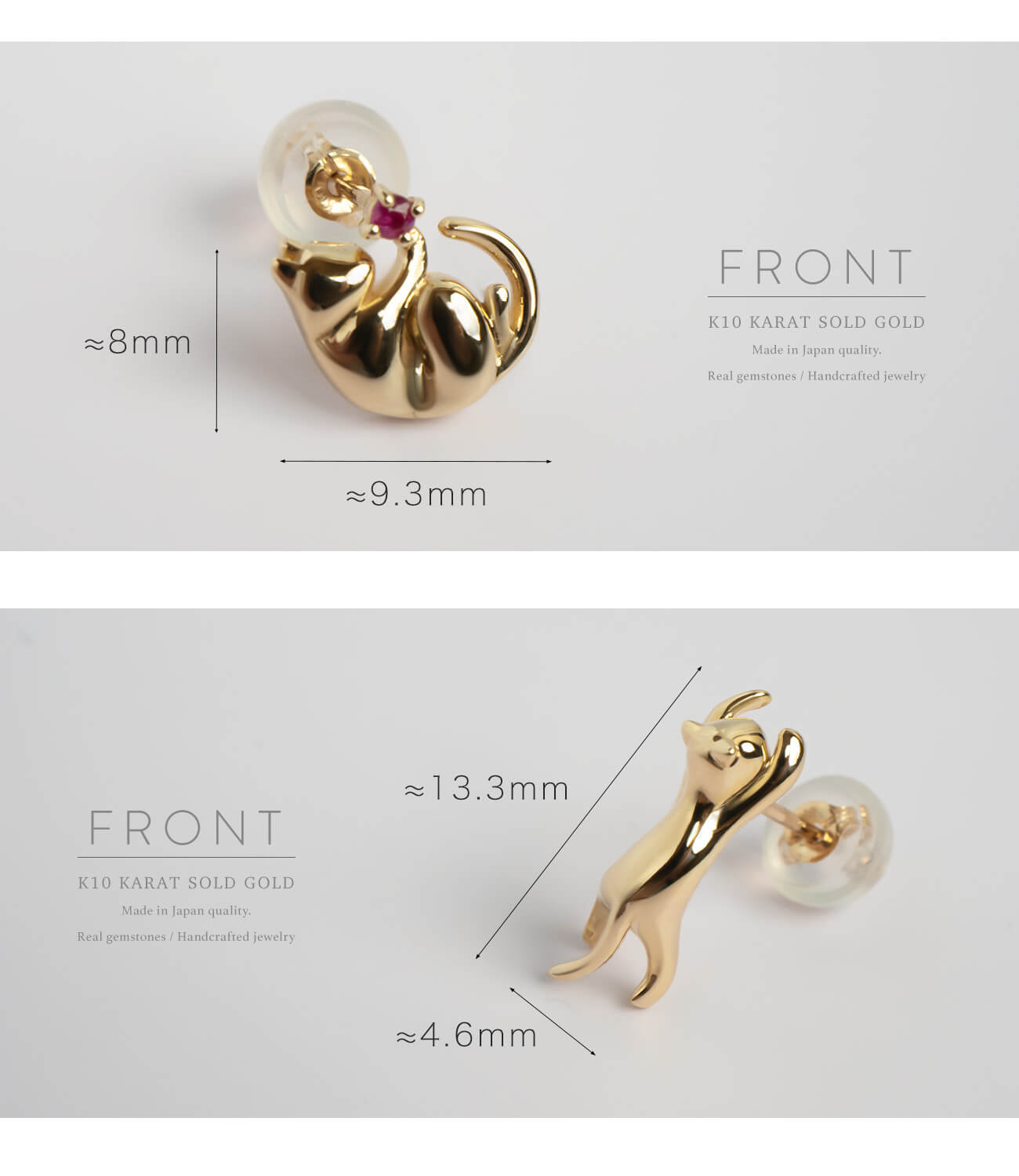 10K Gold Gemstone Cat Pierce | ZOI-CAT